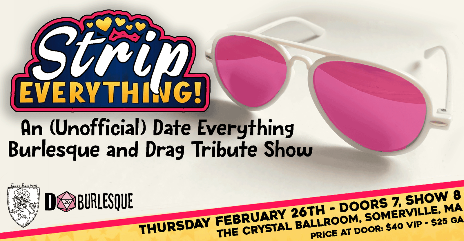 Promotional poster for a burlesque and drag tribute show called 